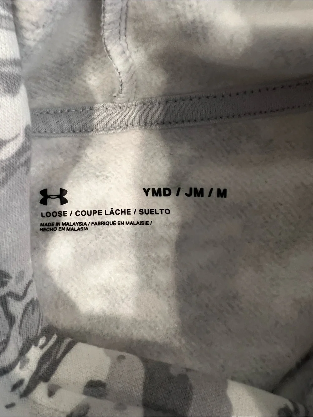 Under Armour White and Gray Camo Pullover Hoodie